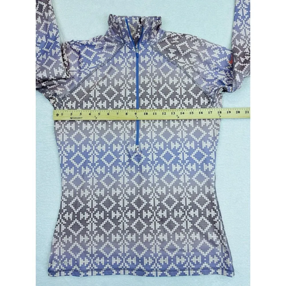 Nike Pro Aztec Purple 1/4 Zip Pullover Long Sleeve High Neck Thumb Holes size L.